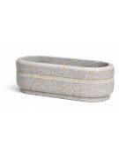 Fioriera ovale in cemento calcestruzzo colore Grigio travertino - con greca decorativa - cm 150x60x50h - Conforme ai CAM