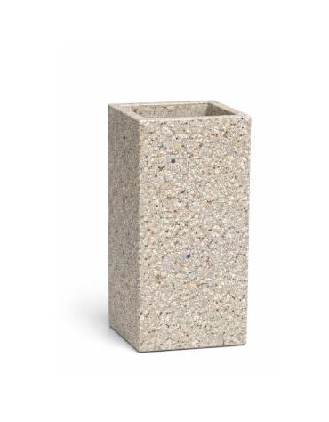 Fioriera quadrata in cemento calcestruzzo per esterno - colore Grigio sabbiato - senza zoccolatura - cm 35x35x70h - CAM