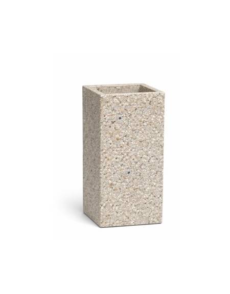 Fioriera quadrata in cemento calcestruzzo per esterno - colore Grigio sabbiato - senza zoccolatura - cm 35x35x70h - CAM