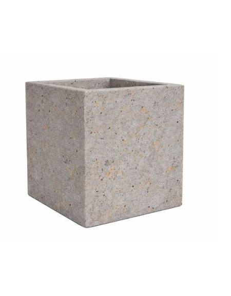 Fioriera quadrata in cemento calcestruzzo per esterno - colore Grigio travertino - senza zoccolatura - cm 50x50x70h - CAM
