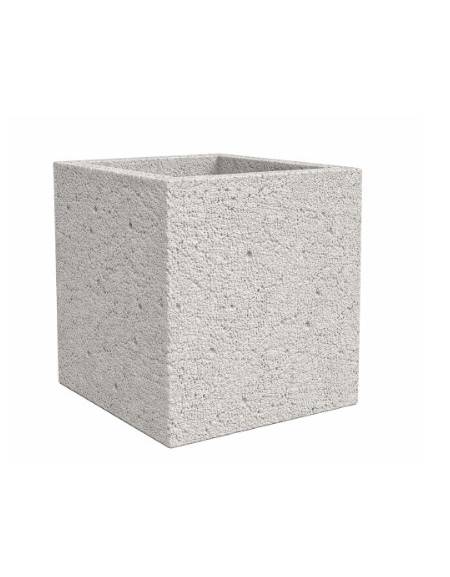 Fioriera quadrata in cemento calcestruzzo per esterno - colore Bianco sabbiato - senza zoccolatura - cm 50x50x70h