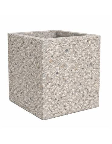 Fioriera quadrata in cemento calcestruzzo per esterno - colore Grigio sabbiato - senza zoccolatura - cm 50x50x70h