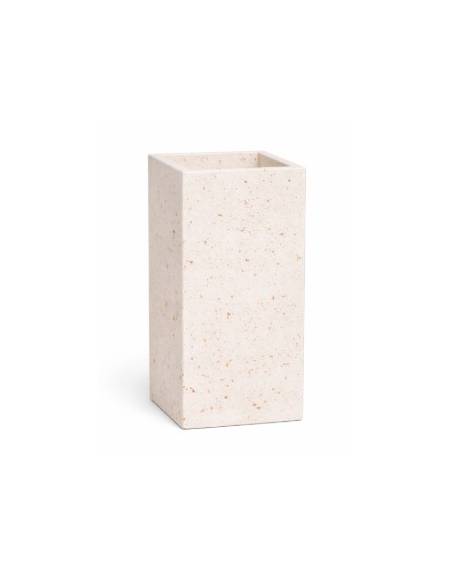 Fioriera quadrata in cemento calcestruzzo per esterno - colore Bianco travertino - senza zoccolatura - cm 35x35x70h - CAM