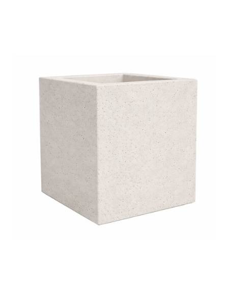 Fioriera quadrata in cemento calcestruzzo - colore Bianco pietra - senza zoccolatura - cm 60x60x70h - Conforme ai CAM