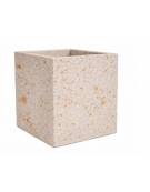 Fioriera quadrata in cemento calcestruzzo per esterno - colore Bianco travertino - senza zoccolatura - cm 60x60x70h