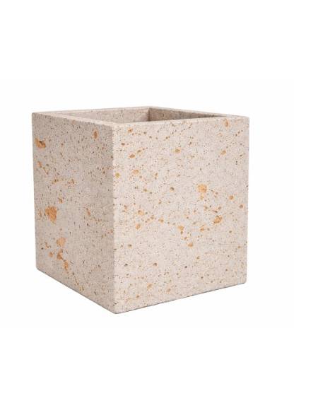 Fioriera quadrata in cemento calcestruzzo per esterno - colore Bianco travertino - senza zoccolatura - cm 60x60x70h