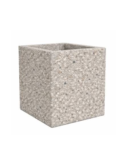 Fioriera quadrata in cemento calcestruzzo per esterno - colore Grigio sabbiato - senza zoccolatura - cm 60x60x70h