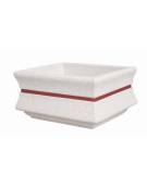 Fioriera quadrata in cemento calcestruzzo per esterno colore Bianco pietra - con fascia color rame - cm 125x125x65h - CAM