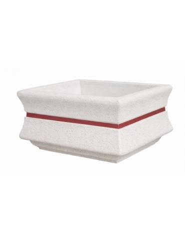 Fioriera quadrata in cemento calcestruzzo per esterno colore Bianco pietra - con fascia color rame - cm 125x125x65h - CAM