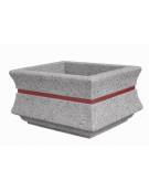 Fioriera quadrata in cemento calcestruzzo per esterno colore Grigio pietra - con fascia color rame - cm 125x125x65h - CAM