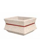Fioriera quadrata in cemento calcestruzzo per esterno colore bianco travertino - con fascia color rame - cm 125x125x65h - CAM