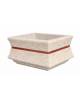Fioriera quadrata in cemento calcestruzzo per esterno colore bianco travertino - con fascia color rame - cm 125x125x65h - CAM