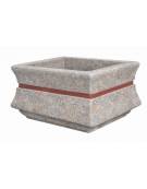 Fioriera quadrata in cemento calcestruzzo per esterno colore Grigio travertino - con fascia color rame - cm 125x125x65h - CAM