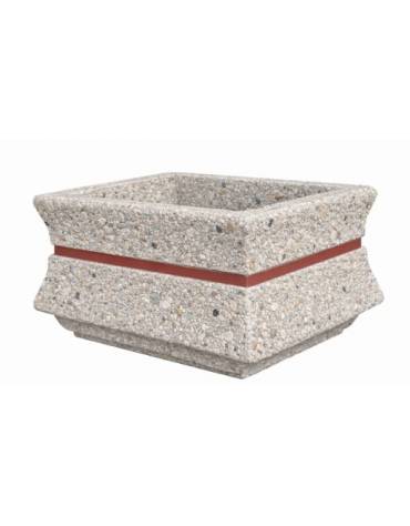 Fioriera quadrata in cemento calcestruzzo per esterno colore Grigio sabbiato - con fascia color rame - cm 125x125x65h - CAM