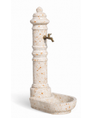 FONTANA IN CALCESTRUZZO CEMENTO COLORE BIANCO TRAVERTINO PER ESTERNO - cm 38x45x121h - Conforme ai CAM