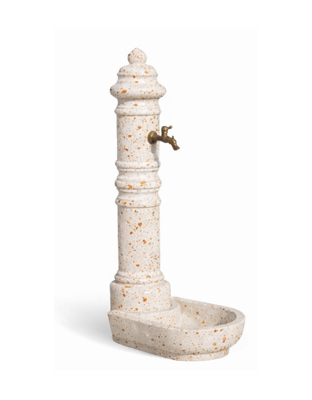 FONTANA IN CALCESTRUZZO CEMENTO COLORE BIANCO TRAVERTINO PER ESTERNO - cm 66x45x121h - Conforme ai CAM
