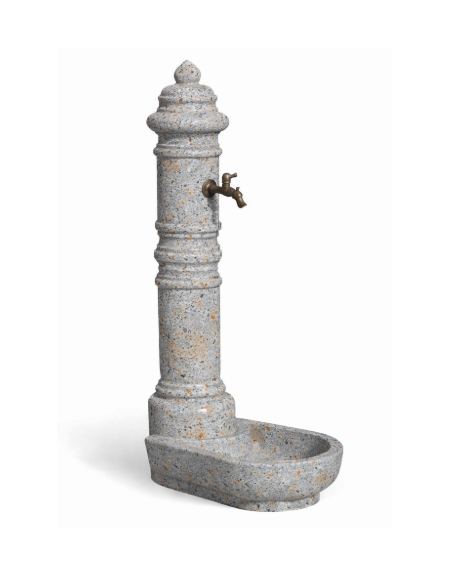 FONTANA IN CALCESTRUZZO CEMENTO COLORE GRIGIO TRAVERTINO PER ESTERNO - cm 66x45x121h - Conforme ai CAM