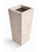 CENERIERA TRAPEZOIDALE IN CALCESTRUZZO COLORE BIANCO TRAVERTINO PER ESTERNO - cm 41x41x90h - Conforme ai CAM