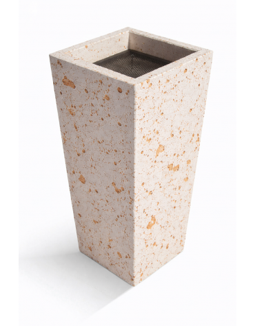 CENERIERA TRAPEZOIDALE IN CALCESTRUZZO COLORE BIANCO TRAVERTINO PER ESTERNO - cm 41x41x90h - Conforme ai CAM