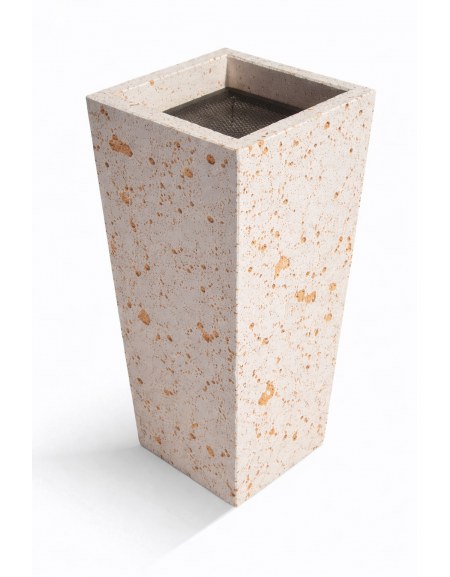 CENERIERA TRAPEZOIDALE IN CALCESTRUZZO COLORE BIANCO TRAVERTINO PER ESTERNO - cm 41x41x90h - Conforme ai CAM