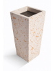 CENERIERA TRAPEZOIDALE IN CALCESTRUZZO COLORE BIANCO TRAVERTINO PER ESTERNO - cm 41x41x90h - Conforme ai CAM