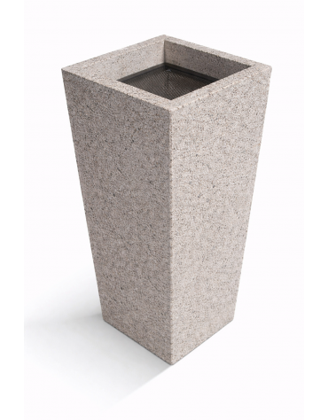 CENERIERA TRAPEZOIDALE IN CEMENTO COLORE BIANCO SABBIATO PER ESTERNO - cm 41x41x90h - Conforme ai CAM