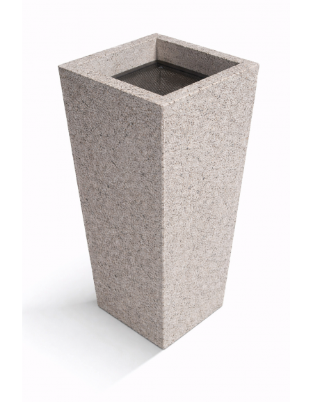 CENERIERA TRAPEZOIDALE IN CEMENTO COLORE BIANCO SABBIATO PER ESTERNO - cm 41x41x90h - Conforme ai CAM