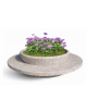 PANCHINA TONDA IN CEMENTO CON FIORIERA CENTRALE - COLORE GRIGIO TRAVERTINO - DIAMETRO ESTERNO CM 240