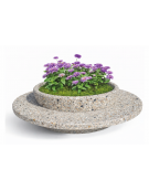PANCHINA TONDA IN CEMENTO CON FIORIERA CENTRALE - COLORE GRIGIO SABBIATO - DIAMETRO ESTERNO CM 240