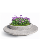 PANCHINA TONDA IN CEMENTO CON FIORIERA CENTRALE - COLORE BIANCO SABBIATO - DIAMETRO ESTERNO CM 240