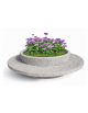 PANCHINA TONDA IN CEMENTO CON FIORIERA CENTRALE - COLORE BIANCO SABBIATO - DIAMETRO ESTERNO CM 240