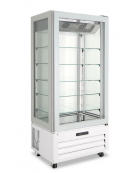 Vetrina Pasticceria ventilata no frost +2°/+8°C con 4 lati in vetro - colore bianco - 1 porta - capacità 450 Lt - cm 85x65x195h