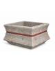 Fioriera quadrata in cemento calcestruzzo per esterno - Colore grigio travertino - con fascia color rame - cm 60x60x65h