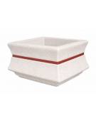 Fioriera quadrata in cemento calcestruzzo per esterno - Colore bianco pietra - con fascia color rame - cm 60x60x65h