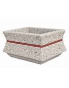 Fioriera quadrata in cemento calcestruzzo colore Grigio sabbiato per esterno - con fascia color rame - cm 90x90x65h - CAM