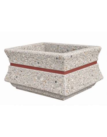 Fioriera quadrata in cemento calcestruzzo per esterno con fascia color rame - Colore grigio sabbiato - cm 60x60x65h