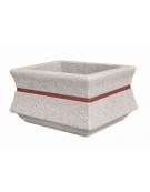 Fioriera quadrata in cemento calcestruzzo colore Bianco sabbiato per esterno - con fascia color rame - cm 90x90x65h - CAM