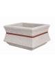 Fioriera quadrata in cemento calcestruzzo colore Bianco sabbiato per esterno - con fascia color rame - cm 90x90x65h - CAM