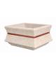 Fioriera quadrata in cemento calcestruzzo colore Bianco travertino per esterno - con fascia color rame - cm 90x90x65h - CAM