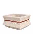 Fioriera quadrata in cemento calcestruzzo per esterno con fascia color rame - Colore bianco travertino - cm 60x60x65h