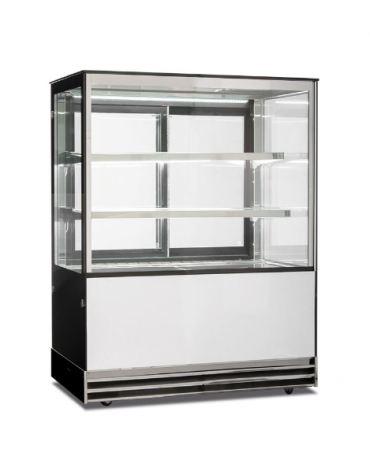 Espositore vetrina refrigerata pasticceria con basamento in acciaio inox - refrigerazione ventilata +2/+10°C - cm 90x74x120h