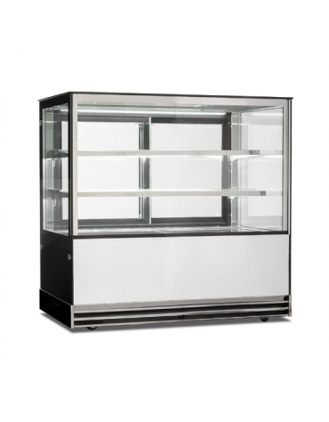 Espositore vetrina refrigerata pasticceria con basamento inox -N°2 Ripiani- Refrigerazione ventilata +2/+10°C - cm 120x74x120h