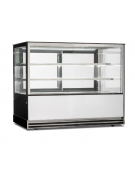 Espositore vetrina refrigerata pasticceria con basamento inox -N°2 Ripiani- Refrigerazione ventilata +2/+10°C - cm 150x74x120h