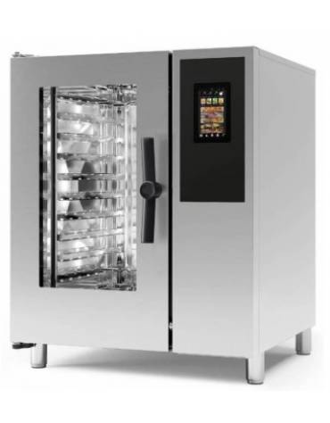 Forno a gas 10 teglie GN 2/1 vapore diretto,lavaggio e comandi Touch Screen- convezione ventilato professionale - Con wi-fi incl