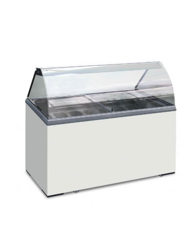 Vetrina per gelato statica - 7 vaschette inox (non incluse) - Lt. 381 - temp. -13°/- 23°C - Classe A - cm 130,5x63,5x124h