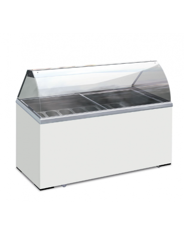 Vetrina per gelato statica - 8 vaschette inox (non incluse) - Lt. 467 - temp. -13°/- 23°C - Classe A - cm 155,5x63,5x124h