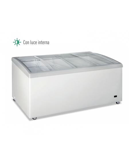 Congelatore statico a pozzo con vetro curvo inclinato e luce interna - lt 568 - temperatura -24°/-12° C - cm 160x69x83h