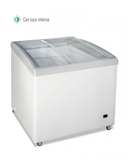 Congelatore statico a pozzo con vetro curvo inclinato e luce interna - lt 268 - temperatura -24°/-12° C - cm 98x65x83h