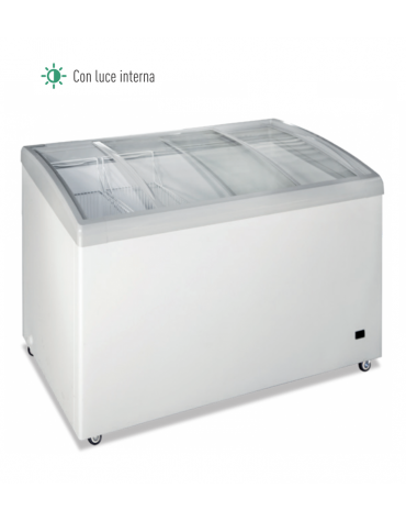 Congelatore statico a pozzo con vetro curvo inclinato e luce interna - lt 368 - temperatura -24°/-12° C - cm 122,5x65x83h