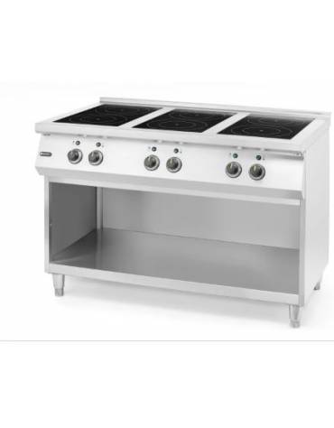 Cucina a induzione su vano aperto - N° 6 zone di cottura ( N° 3 da Kw 5 e N° 3 da Kw 3,5 ) - cm 120x72x85,4h - Trifase